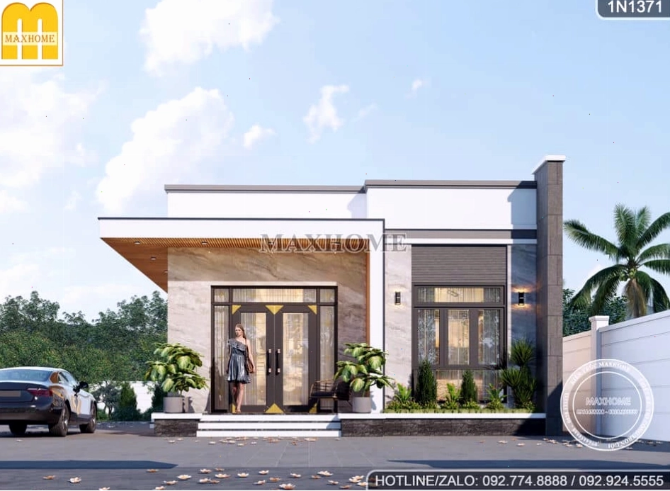 Thiết kế nhà 1 tầng mái bằng hiện đại, đẹp như mơ