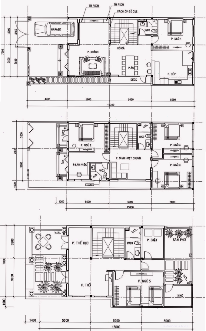 Thiết kế nhà đẹp 3 tầng trên đất 10x20m