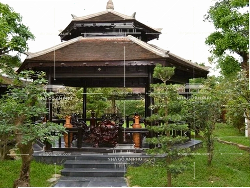 Thiết kế nhà gỗ lục giác sân vườn với mái vòm độc đáo