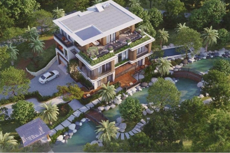 Thiết kế nhà vườn ao cá 3 tầng sang trọng và tinh tế