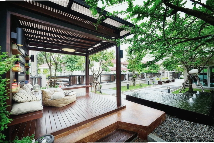 Thiết kế sân sau nhà phố với vườn cây ăn trái