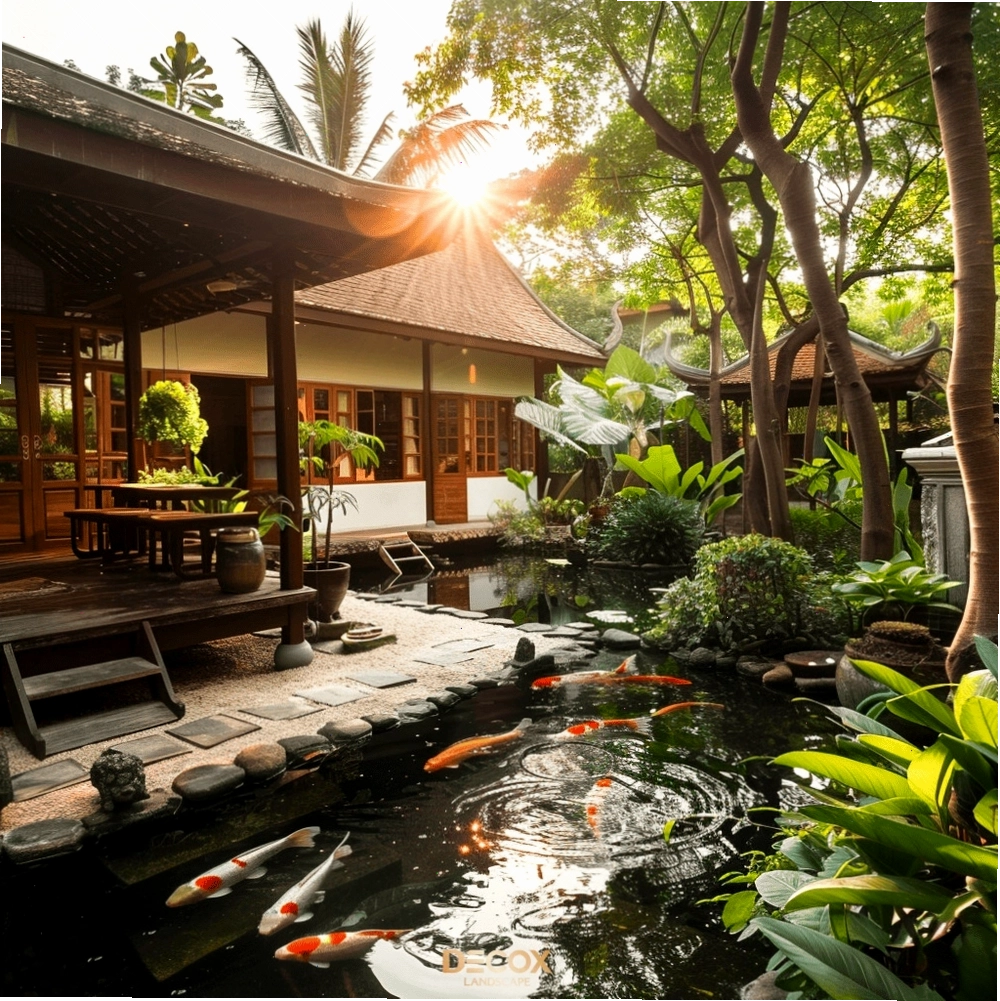 Thiết kế sân vườn đẹp phong cách phương Đông tạo điểm nhấn nhẹ nhàng
