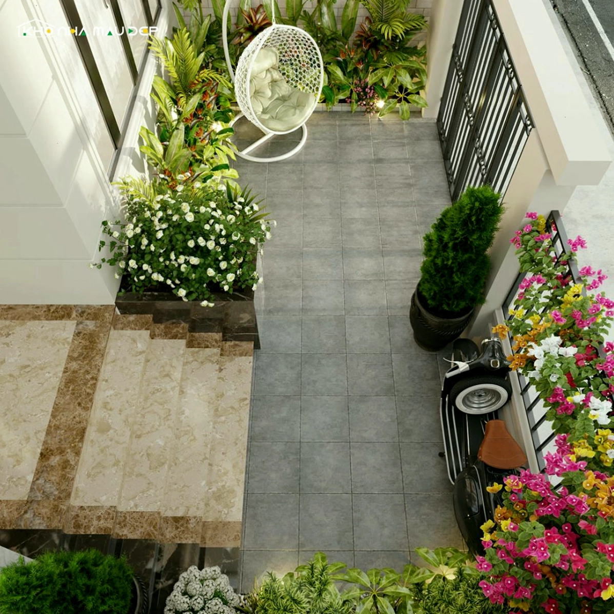 Thiết kế vườn hoa đẹp cho nhà phố