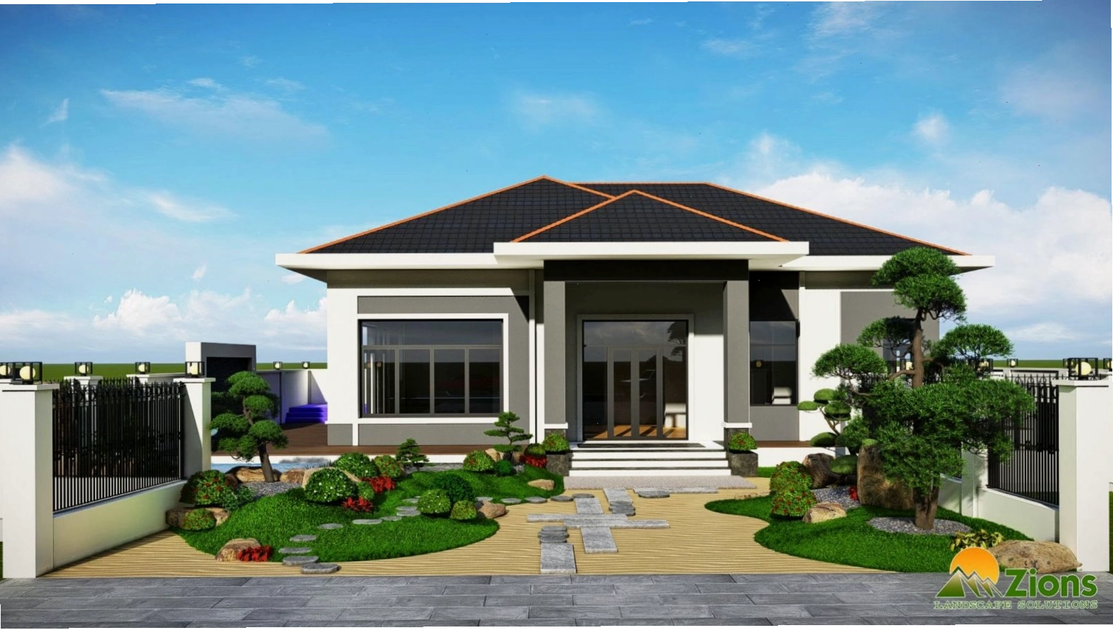 Tiểu cảnh ấn tượng trong sân vườn nhà cấp 4 phong cách Nhật Bản