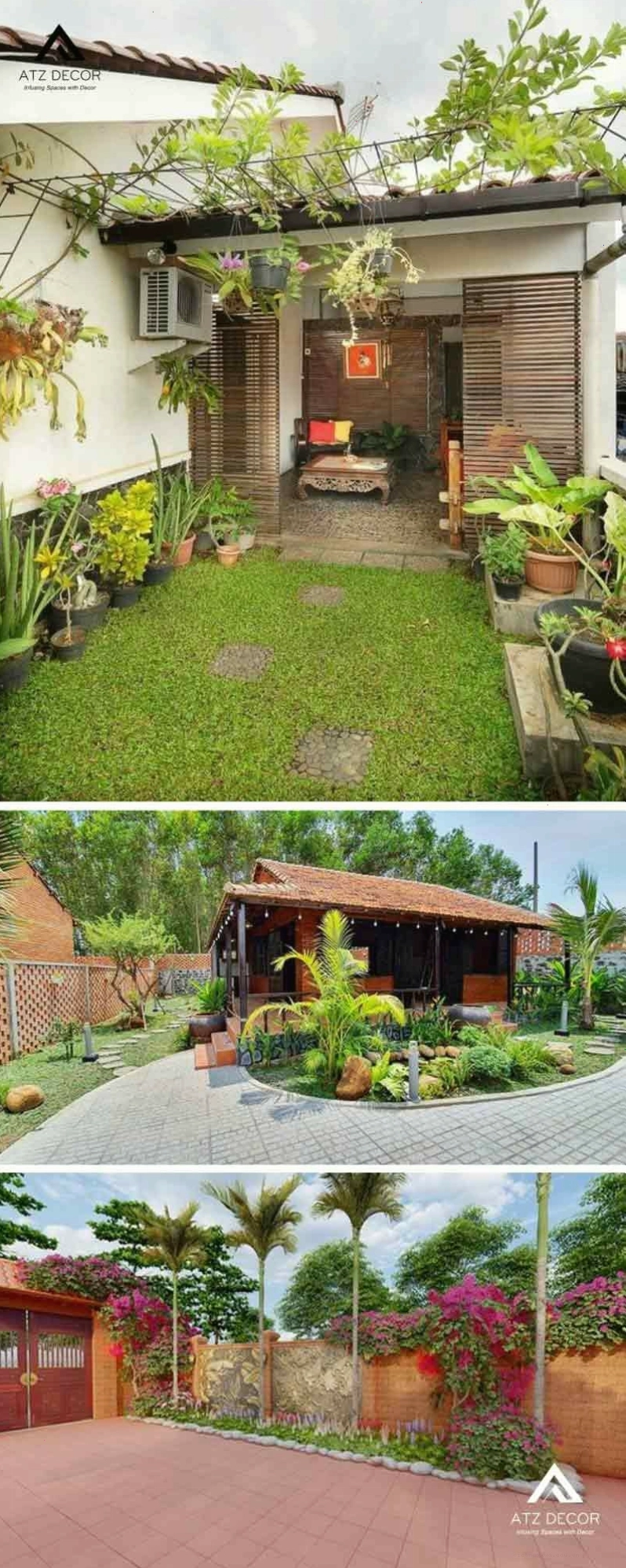 Tiểu cảnh sân vườn trước nhà cấp 4