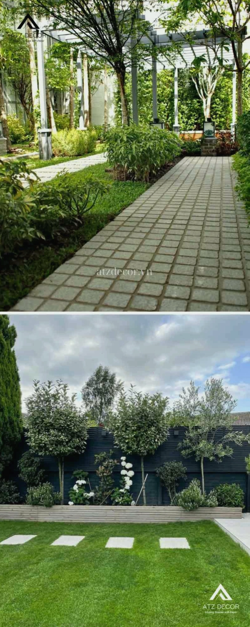 Tiểu cảnh trước cửa nhà biệt thự theo phong cách hiện đại