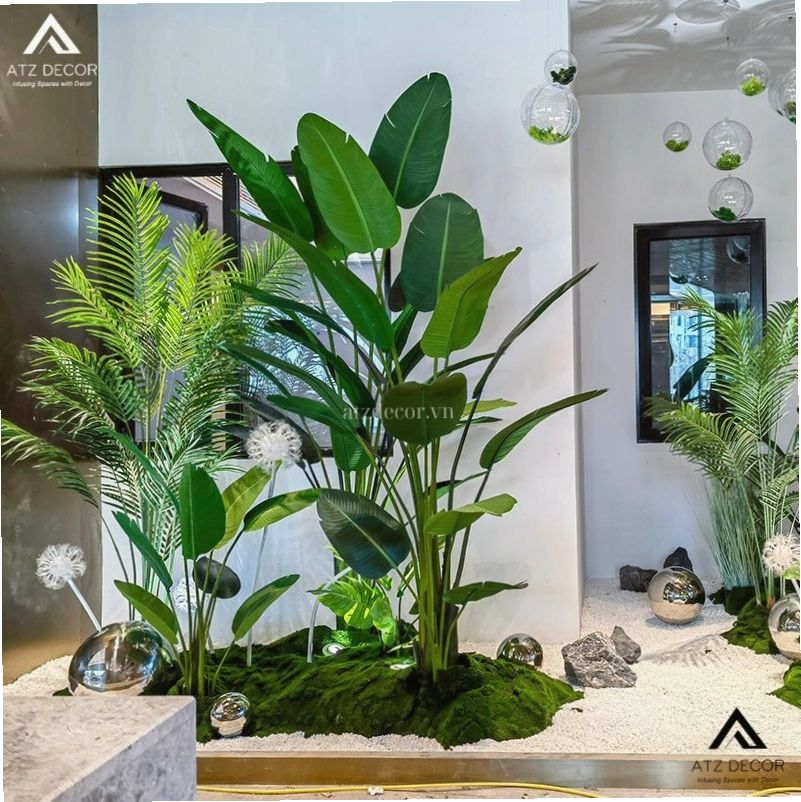 Tiểu cảnh trước cửa nhà với phong cách hiện đại