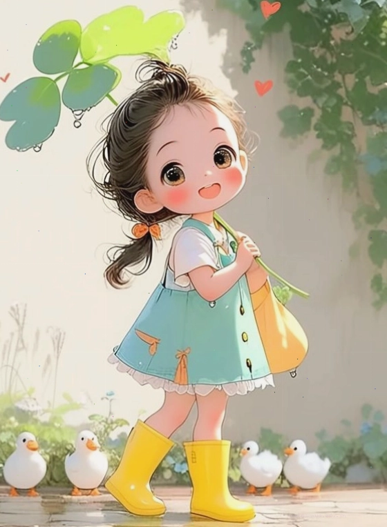 hình nền cute chibi nữ phong cách hiện đại