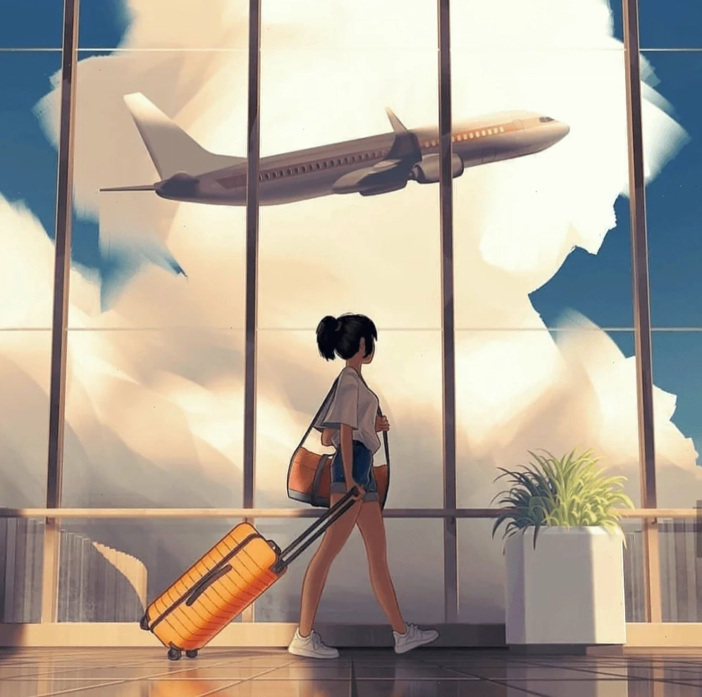 Bức ảnh du lịch được chỉnh sửa theo phong cách anime với màu sắc tươi sáng