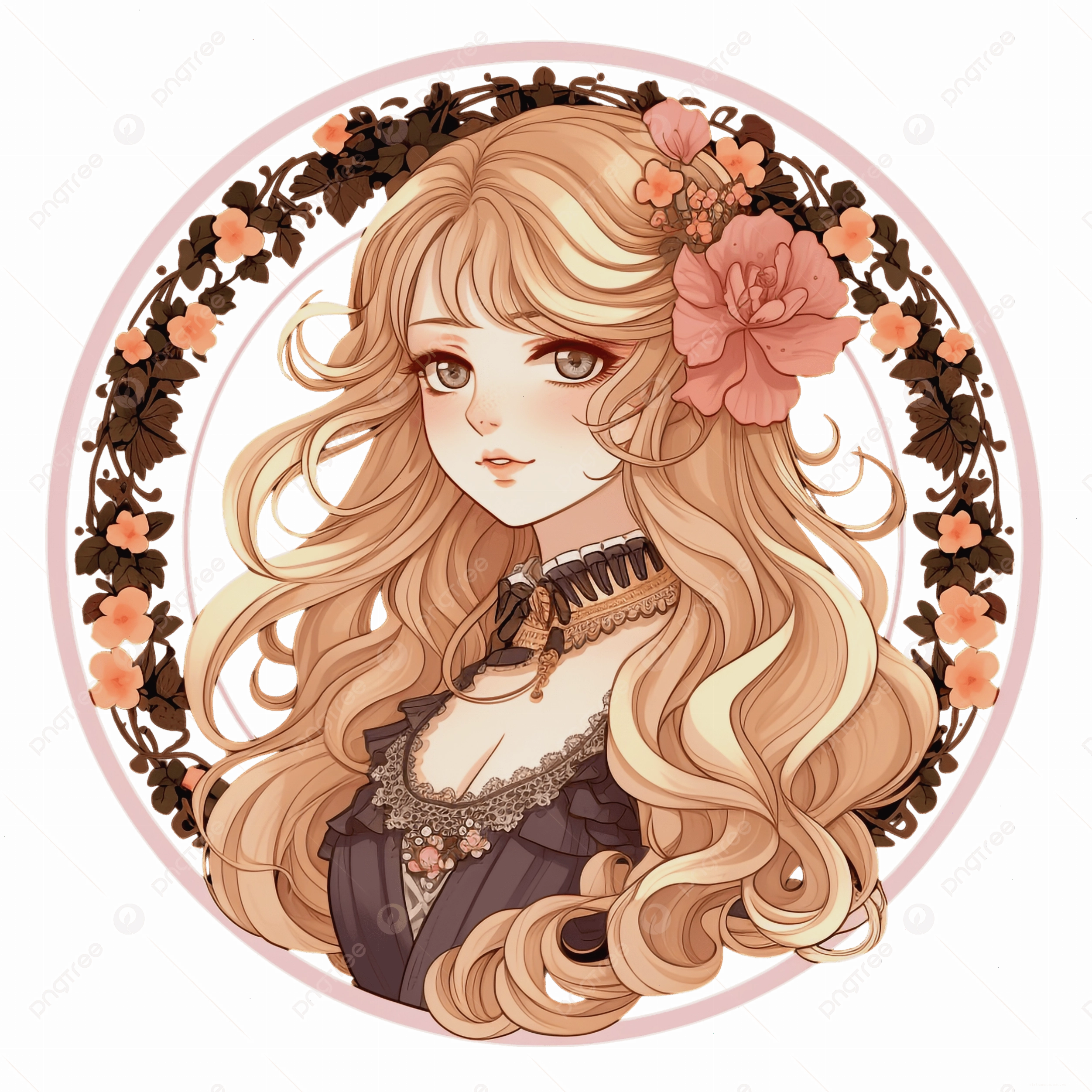 Anime girl tóc vàng với trang phục học sinh
