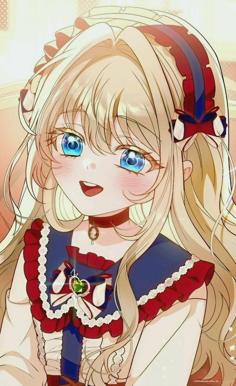 Nhân vật anime tóc vàng thể hiện cảm xúc ngạc nhiên