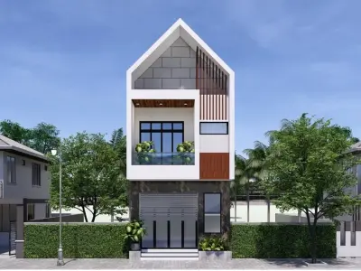 Mẫu nhà ống mái thái nổi bật với không gian thoáng mát